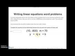 Writing Linear Equations Word Problems