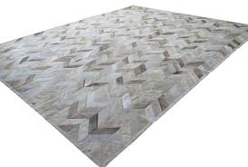 chevron taupe patchwork cowhide rug