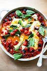 baked cherry tomatoes and feta