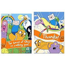 Amazon Com Adventure Time Party Invitation And Thank You Note Set