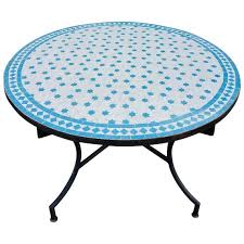 48 Round Moroccan Mosaic Table White