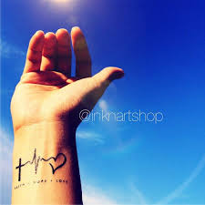 2pcs FAITH LOVE HOPE heartbeat tattoo - InknArt Temporary Tattoo ... via Relatably.com