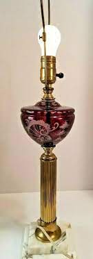 Vintage Etched Ruby Red Glass Globe