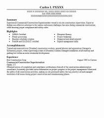 Commercial Construction Superintendent Resume Sample