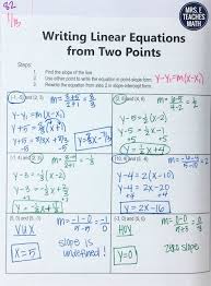 Equations Of Lines Inb Pages Writing