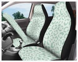 Sage Green Leopard Car Seat Covers For