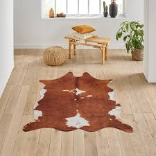 dottie cowhide effect rug brown la