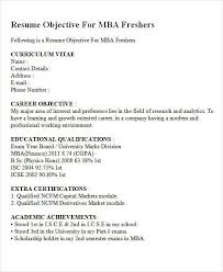 Career Objective For Mba Finance Fresher Resume Objective