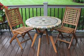 The mosaic bistro set is the perfect addition to your backyard or garden. 30 Sandstone Mosaic Eucalyptus Metal Bistro Table With Folding Side Chairs Bistro Table Outdoor Outdoor Dining Set Bistro Set