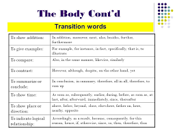 Writing Body Paragraphs and Successful Transitions Useful stuff    