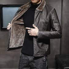 New Thick Leather Jacket Mens Winter