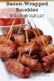 bacon wrapped smokies with a brown