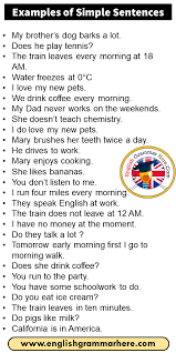 exles of simple sentences in english