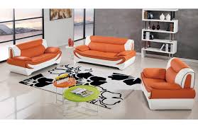 sterling orange leather modern sofa
