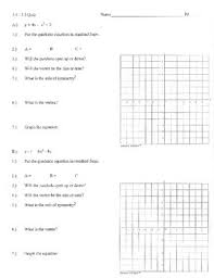 The shape of a quadratic. Graphing Quadratics Review Worksheets Teaching Resources Tpt