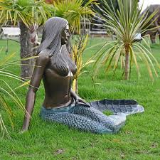Life Size Bronze Patina Mermaid Statue