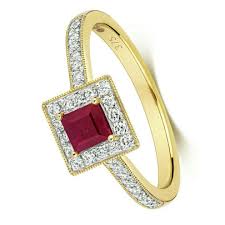 m ruby and diamond ring square yellow