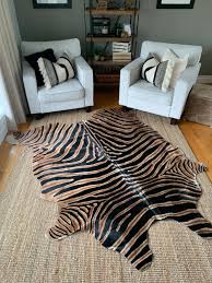 zebra cowhide rug size 7 5 x 6 5