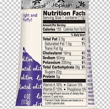 nutrition facts label yoplait low fat