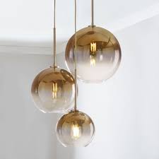 Set Of 3 Lukloy Loft Modern Pendant Light Silver Gold Glass Ball Hanging Lamp Hanglamp Kitchen Light Fixture Dining Living Room Pendant Lights Aliexpress