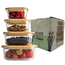 five14 4 pc square glass containers