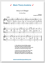 This free piano sheet music pdf for beginners has a popular history as a fiddle & guitar tune. Away In A Manger Music Theory Academy Easy Piano Sheet Music