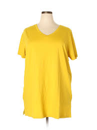 Details About Roamans Women Yellow Short Sleeve T Shirt 22 Plus