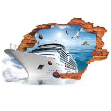 New 3d Ocean Cruise Ship Wall Stickers