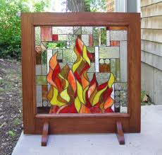 Stained Glassmission Fireplace Screen