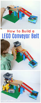 working conveyor belt with lego bricks