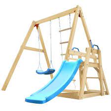 Sudzendf Wood Outdoor Swing Set With