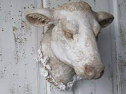 French Cow Head Wall Mount Faux Hand
