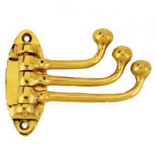 3 Folding Brass Coat Hooks