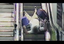 hilarious escalator trips and falls