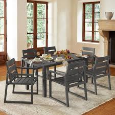 Lue Bona 60 In Gray 6 Person Plastic Wood Indoor Outdoor Compatible Rectangular Outdoor Dining Table