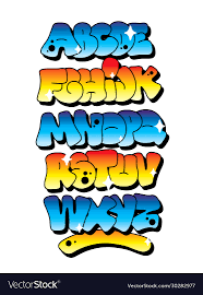 multicolored graffiti alphabet font