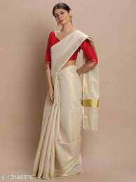 Customized Ready to Wear Onam Saree, Kerala Kasvu Tissue Saree, Elegant  Zari Border and Pallu, Stitched Running Blouse - Etsy