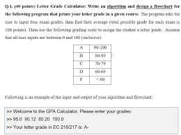 Solved Q 1 40 Points Letter Grade Calculator Write An