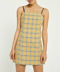 Urban Outfitters Slip Dress In Yellow Tartan Size Medium Uk 8 10 Wb34 Ebay