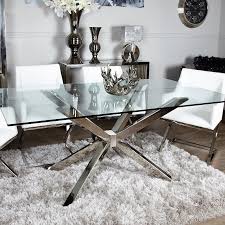 debonaire glass and chrome dining table