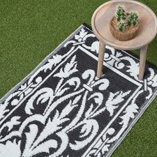 black white outdoor rug runner with