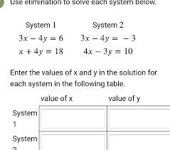 Use Elimination To Solve Each System