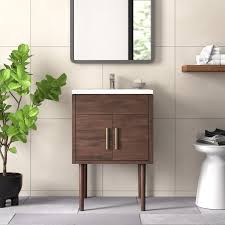 D vanity in dove grey with ceramic vanity top in white with white sink. Bathroom Vanities 24 Wide Bathroom Design