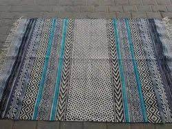 hand block printed woven cotton carpet