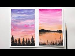 watercolor sunset tutorial for