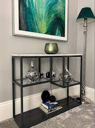 Tiered Shelf Console Table Metal