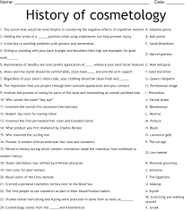 history of cosmetology worksheet wordmint