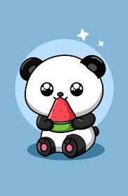 cute panda eating watermelon