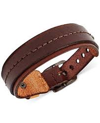 Fossil Mens Wide Brown Leather Bracelet Fashion Jewelry
