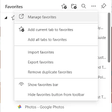 manage favorites in microsoft edge browser